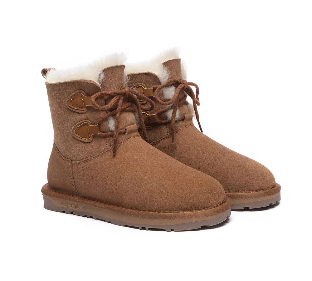 UGG Boots Women Double Faced Sheepskin Wool Lace-Up Short Boots Stark