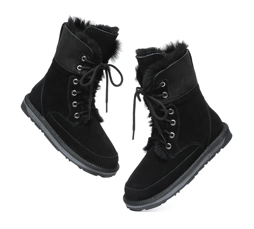 UGG Women Boots Sheepskin Wool Lace Up Ankle Fashion Boots Pathfinder