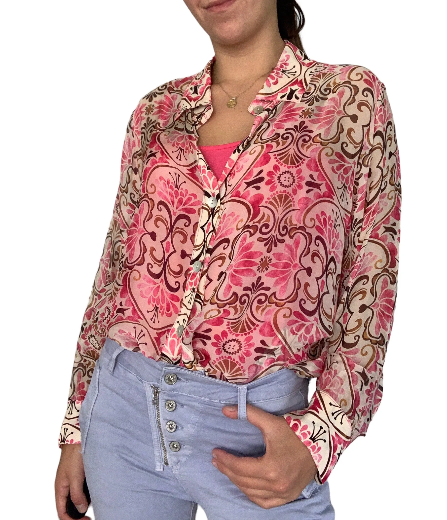 Vacanza Print Shirt Pink