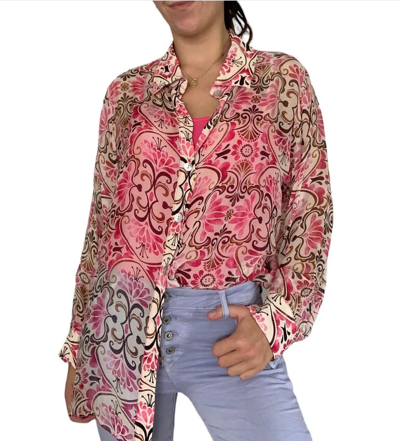 Vacanza Print Shirt Pink