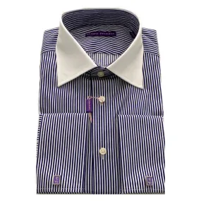 WITHOUT PREJUDICE Navy/White Pinstripe Shirt